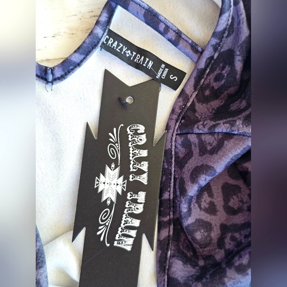 Crazy Train Western Black & Gray Leopard Longsleeve Midi Dress Strappy Back - Picture 6 of 10